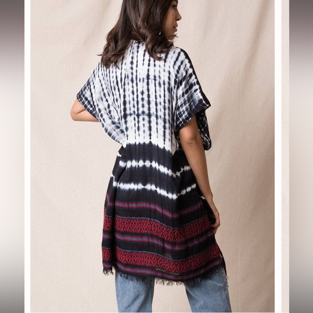 Angie Tie Dye Kimono Wrap One Size Bohemian - Picture 3 of 7